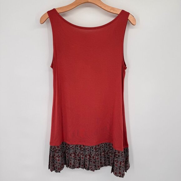 Logo Layers rust Sleeveless Tunic With Floral Print Ruffle Hem Womens medium - Picture 8 of 11
